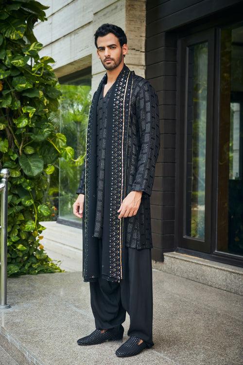 Vyom- Black Chikankari Kurta Set