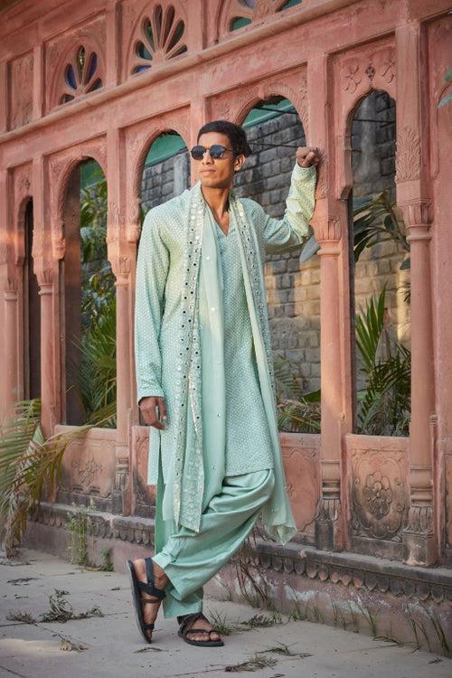 Ian- Pastel Green Chikankari Kurta Set