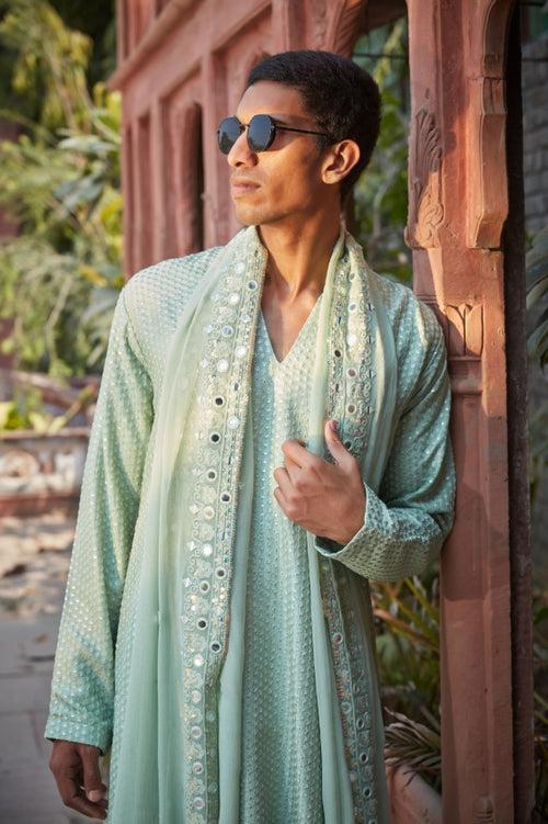 Ian- Pastel Green Chikankari Kurta Set