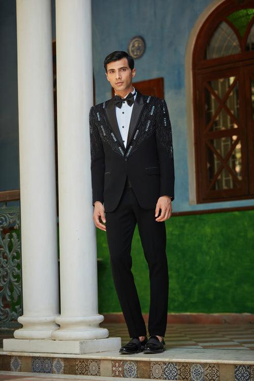 Remsey Black Embroidered Classic Tuxedo