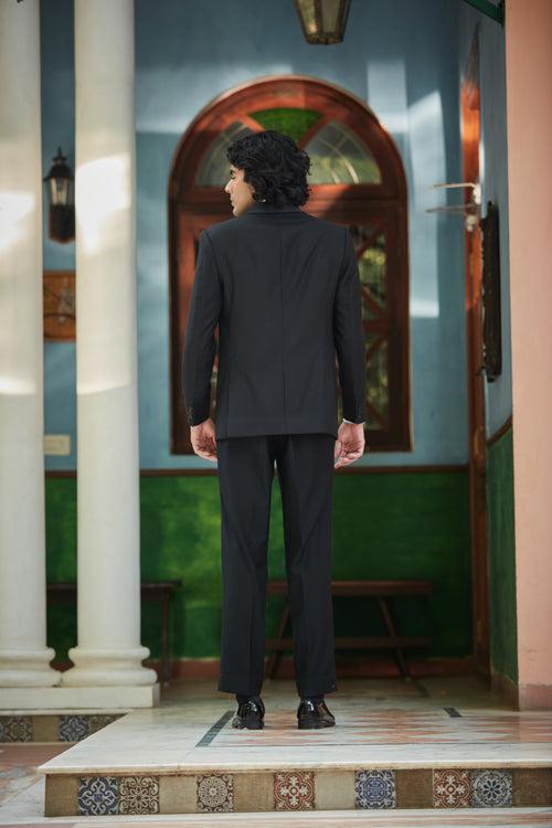 Brad Embroidered Black Tuxedo