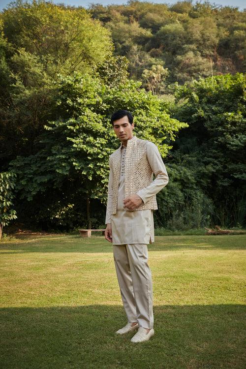 Freesia Beige Nehru Jacket