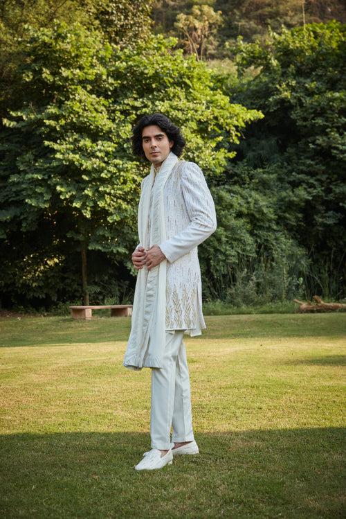 Imperial Dawn- Off White Embroidered Sherwani set