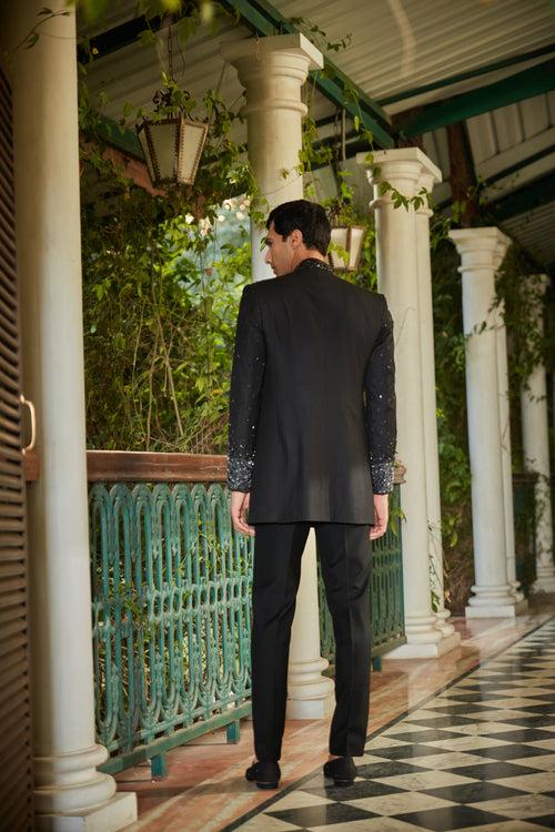 Celestia Embroidered Black sherwani set