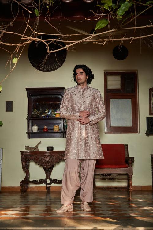 Nouveau- Embroidered Kurta set in Champagne color