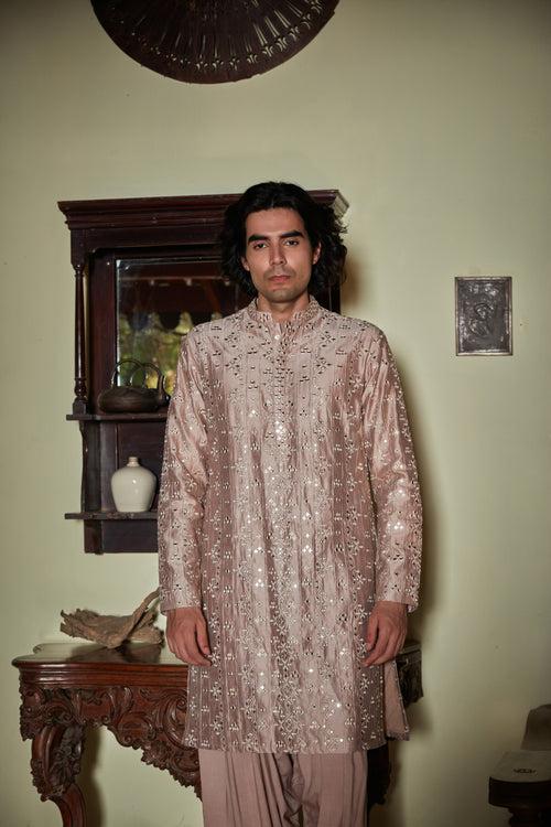 Nouveau- Embroidered Kurta set in Champagne color