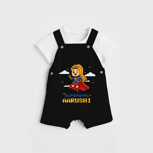 Celebrate The Super Kids Theme With  "Super Girl" Personalized Dungaree set for your Baby