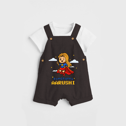 Celebrate The Super Kids Theme With  "Super Girl" Personalized Dungaree set for your Baby