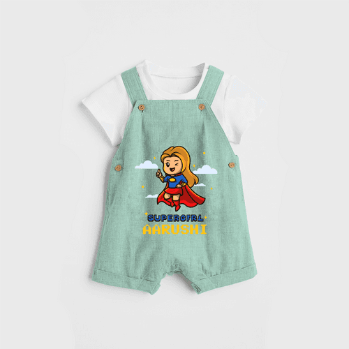 Celebrate The Super Kids Theme With  "Super Girl" Personalized Dungaree set for your Baby