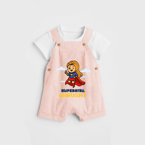 Celebrate The Super Kids Theme With  "Super Girl" Personalized Dungaree set for your Baby