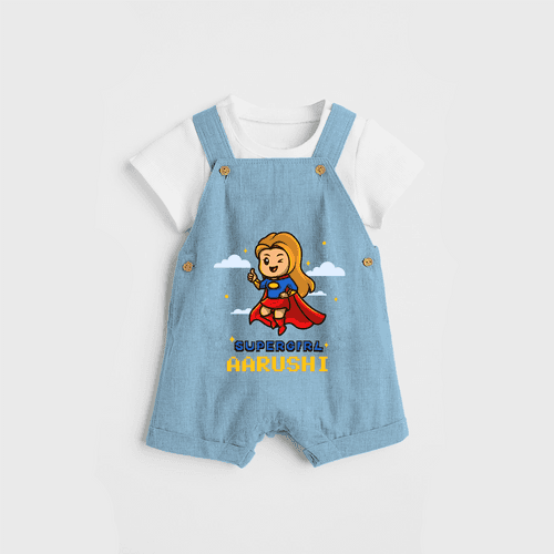 Celebrate The Super Kids Theme With  "Super Girl" Personalized Dungaree set for your Baby