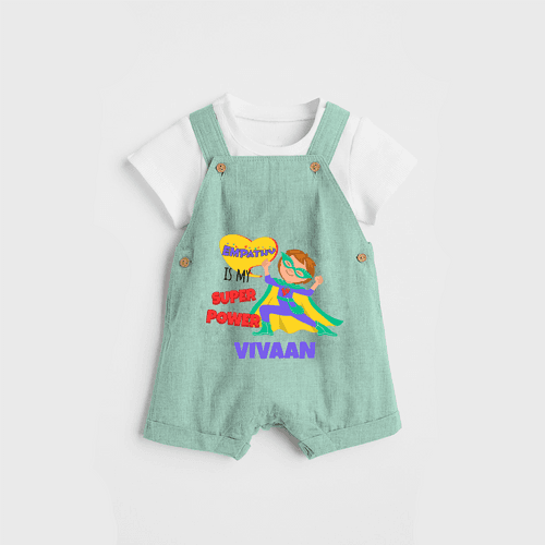 Celebrate The Super Kids Theme With "Empathy is my Super Power" Personalized Dungaree set for your Baby