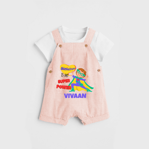 Celebrate The Super Kids Theme With "Empathy is my Super Power" Personalized Dungaree set for your Baby