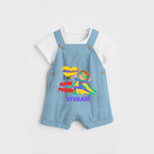 Celebrate The Super Kids Theme With "Empathy is my Super Power" Personalized Dungaree set for your Baby