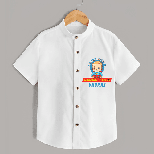 Celebrate The Super Kids Theme With "I Come with a Warning Label" Personalized Kids Shirts