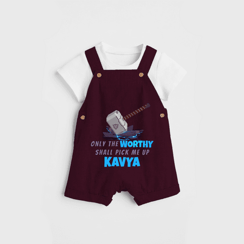 Celebrate The Super Kids Theme With "Only the Worthy Shall Pick Me Up" Personalized Dungaree set for your Baby