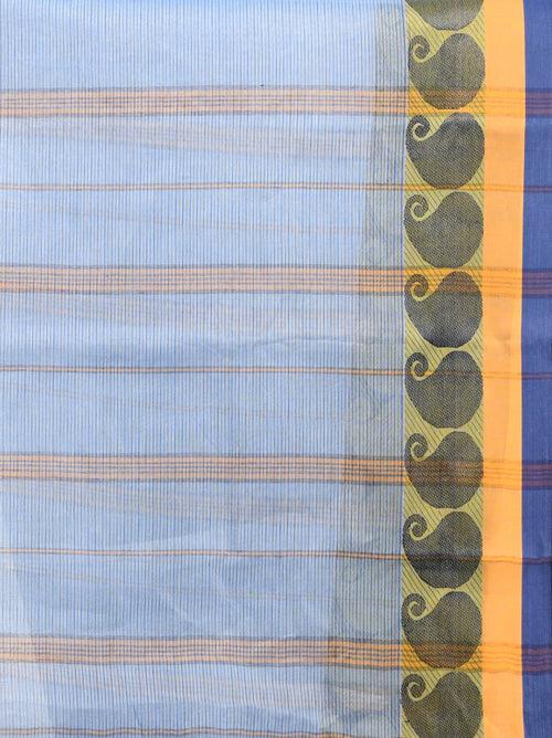 Blue Pure Cotton Taant Saree With Woven Designs