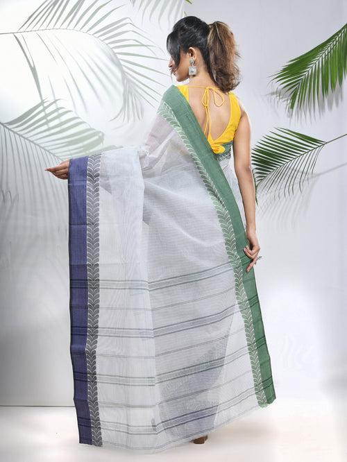 Off White Pure Cotton Taant Saree With Woven Designs