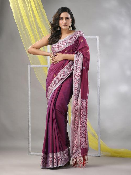 Magenta Cotton Soft Saree With Nakshi Pattern