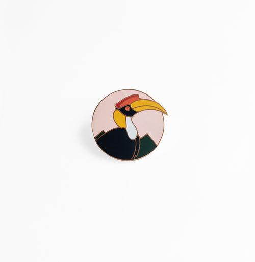 Nagaland Hornbill Lapel Pin - Peach