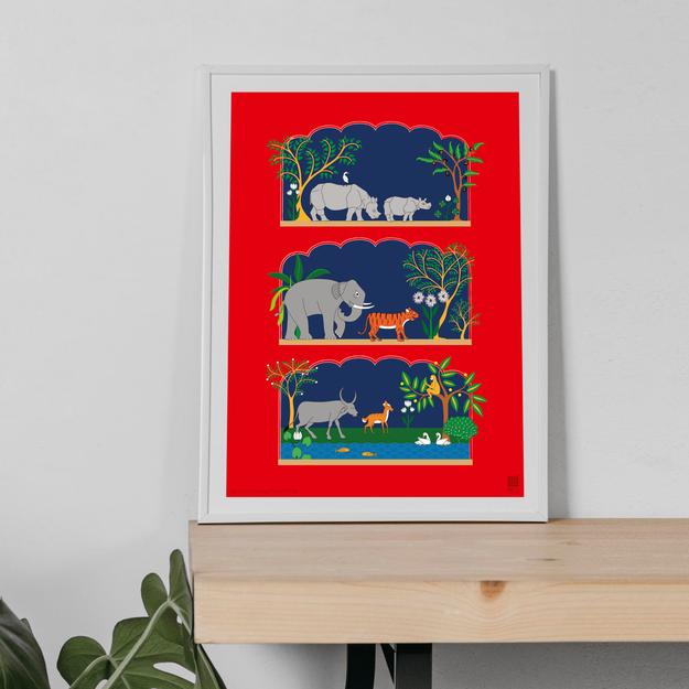 Chitra Katha - Big Five of Kaziranga - Art Print Only