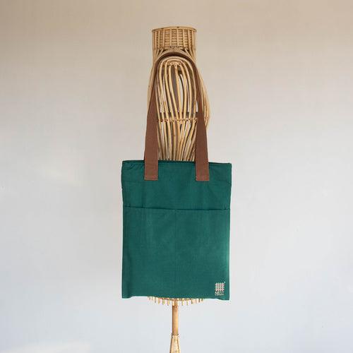 North-East India's Iconic Symbols Forest Green Canvas Tote Bag