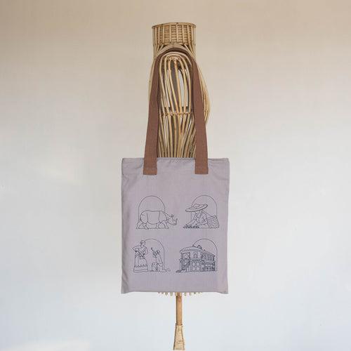 Assam's Iconic Symbols Light Brown Canvas Tote Bag