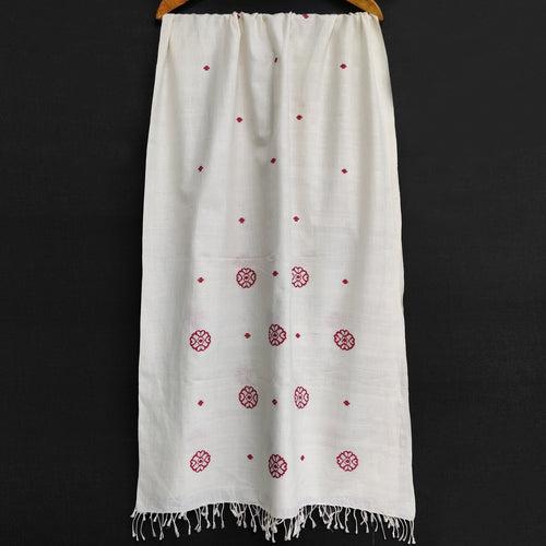 Pearl White Xopun Pattern Cotton Stole