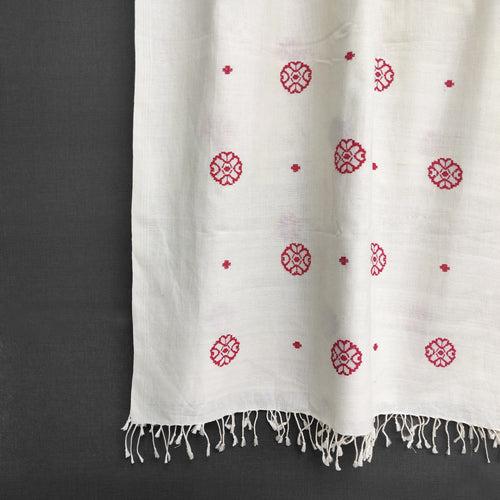 Pearl White Xopun Pattern Cotton Stole