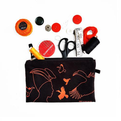 Great Hornbill Canvas Utility Pouch - Orange