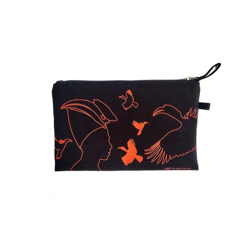 Great Hornbill Canvas Utility Pouch - Orange