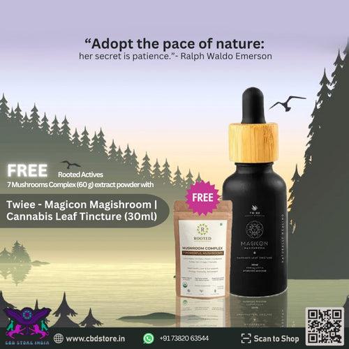 Free Rooted Actives 7 Mushrooms Complex extract powder with Twiee - Magicon Magishroom Cannabis Leaf Tincture