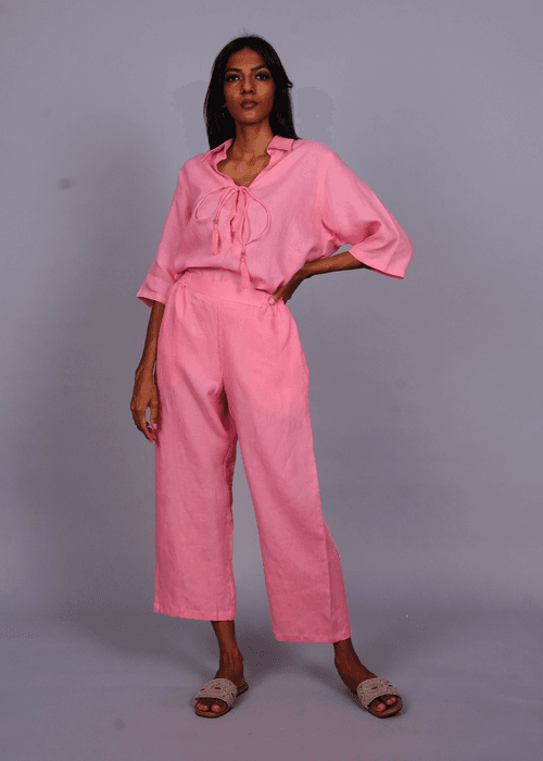 Sharan Crop Pant - Guava Linen