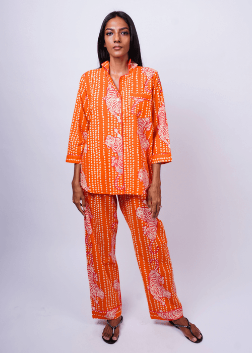 Ela 3/4 Sleeve PJ set - Coral Tiger