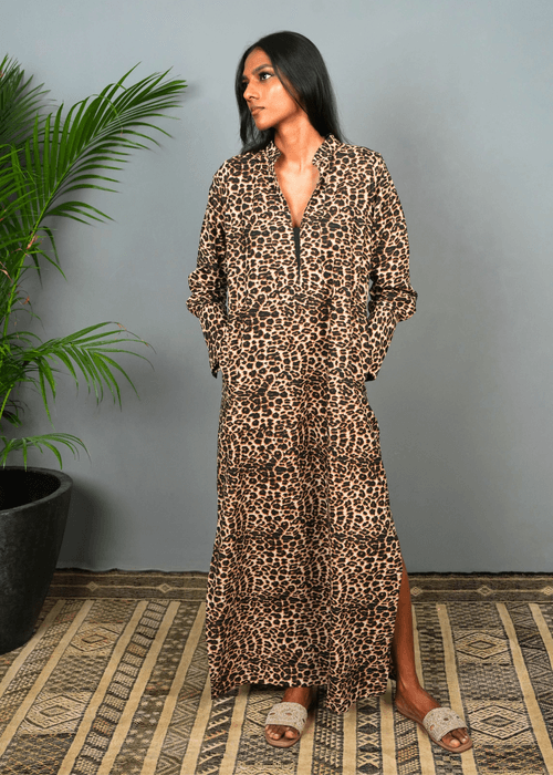 Nikki Lounge Dress - Leopard