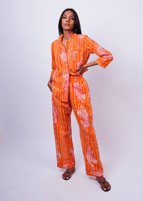 Ela 3/4 Sleeve PJ set - Coral Tiger