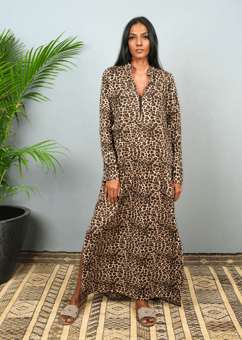 Nikki Lounge Dress - Leopard