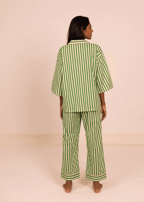 Sharan Boxy PJ Set - Green Stripes