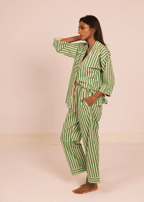 Sharan Boxy PJ Set - Green Stripes