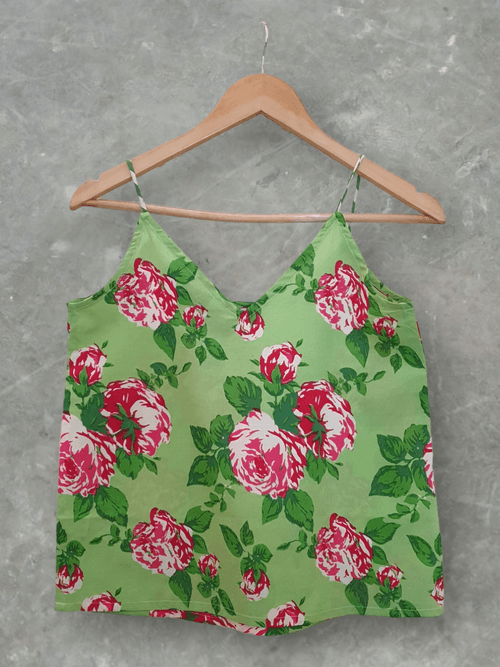 Chhaya Tank Top - Green Roses