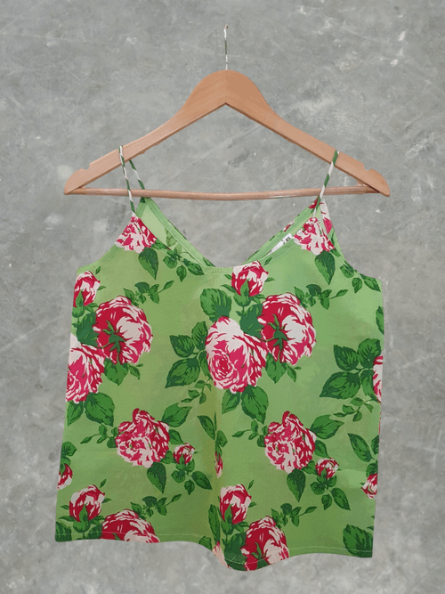 Chhaya Tank Top - Green Roses