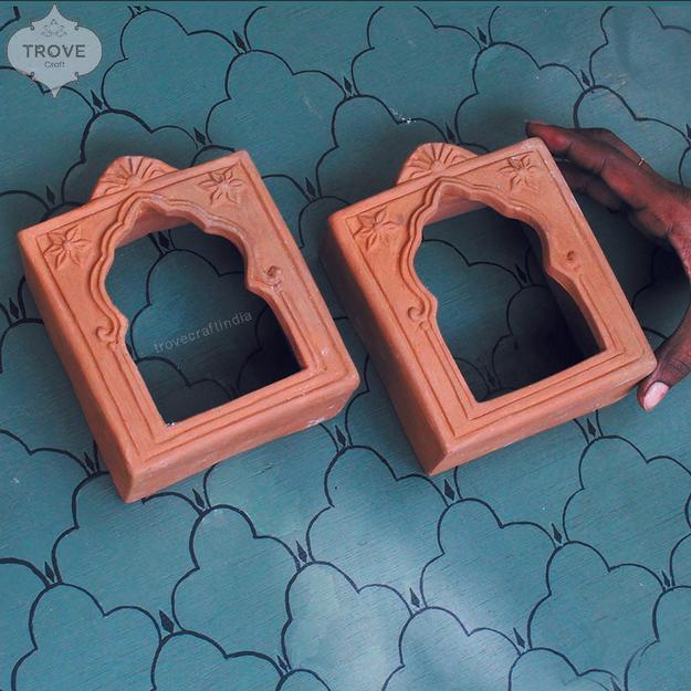 5.5"x 4.5"- Wall Diya Aala Terracota Decor - Set of 2