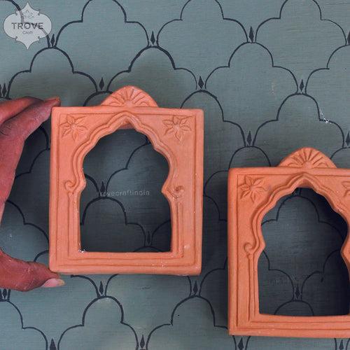 5.5"x 4.5"- Wall Diya Aala Terracota Decor - Set of 2