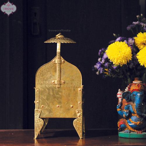 Traditional Hand-etched Brass Idol Stand / Singhasan