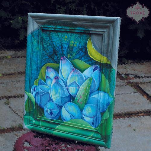 17"x 21" Contemporary painting - Lotus Buds - Fluid Frame