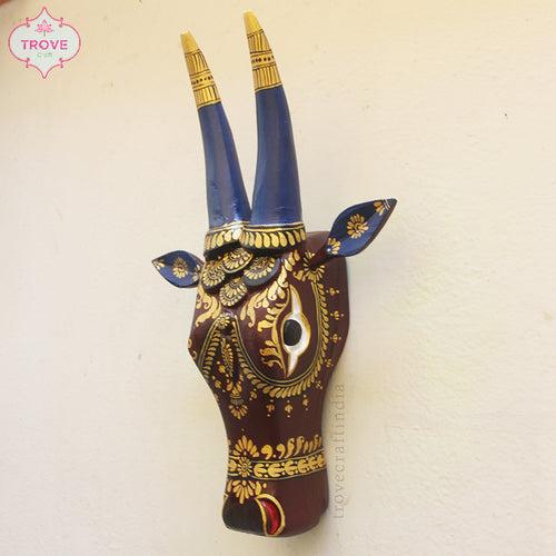 16" Hand Painted Wooden Cow Head