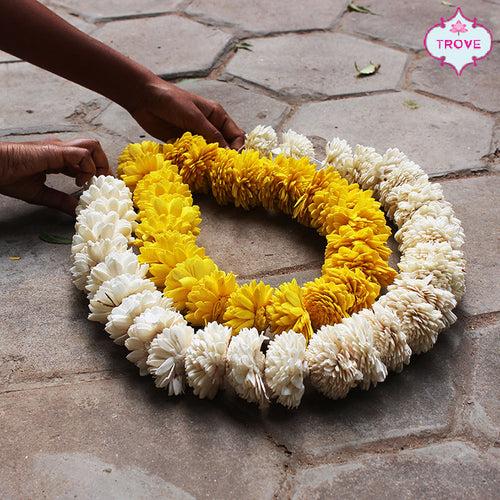 Set of 2 Shola Flower White & Yellow Floral Garland