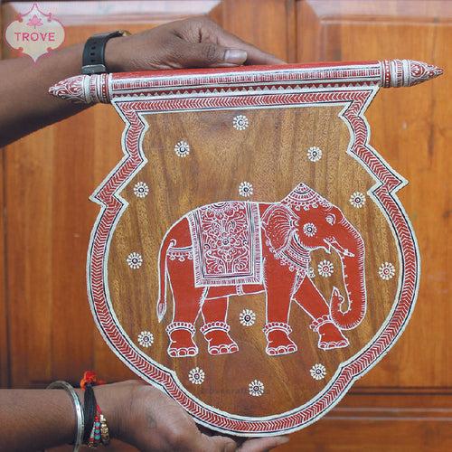 Patachitra Geru theme Folksy Fan Shaped Wall Decor