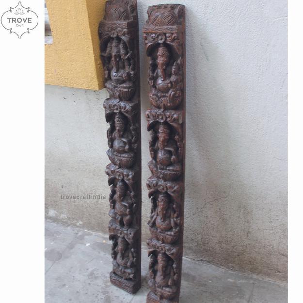 36" Set of 2  - Hand Carved AshtaGanesha Wall Panels