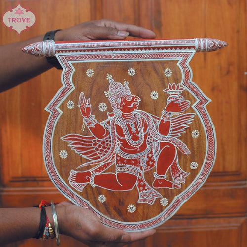 Patachitra Geru theme Folksy Fan Shaped Wall Decor